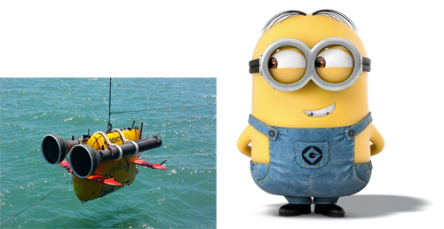 Plankzooka, on the left there, is two big tubes strapped on either side of the autonomous undersea rover Sentry.