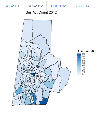 Their web app shows that more businesses opened in downtown and in south Durham than in other parts of the city.
